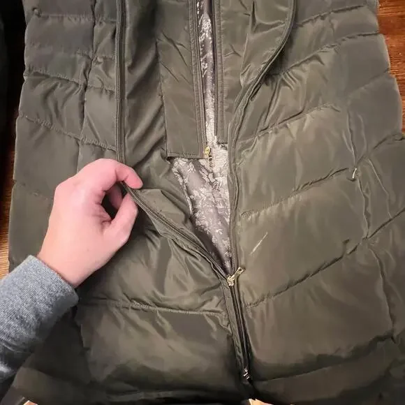 Jessica Simpson Down Puffer Coat Olive Green Size Large - Picture 12 of 16